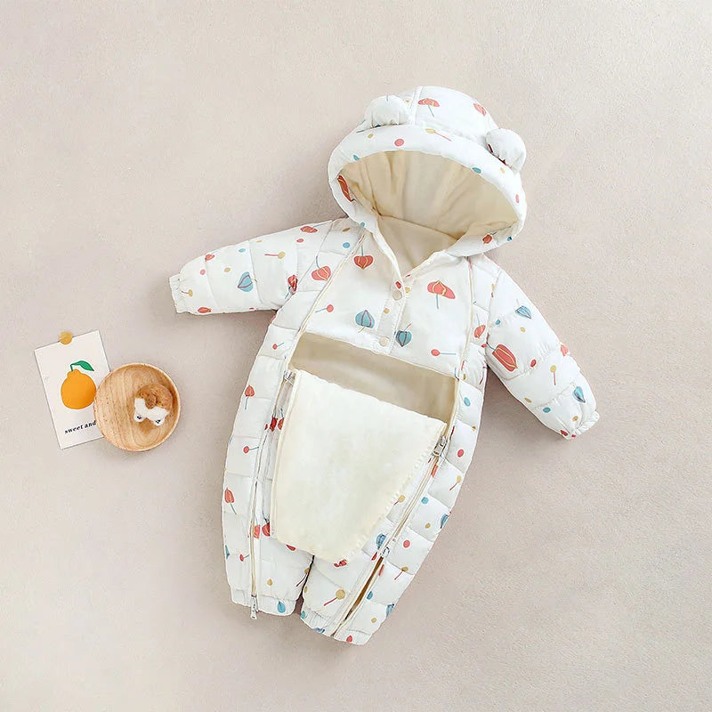 Children Autumn Winter Overall For Infant Down Cotton Thicken Clothes Hooded new born Baby costume Boys Girls Jumpsuit Romper