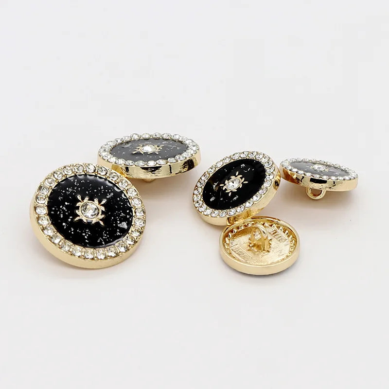 6PCS/Lot Round Drill Oil Metal Buttons Sewing Shanked Tweed Jacket Decorative Suit Coat Sweater Button
