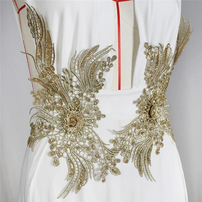 Sexy Deep V-neck Embroidery High Slit Maxi Dress Women Elegant Evening Wedding Sleeveless Backless Party Long Dresses Robe Femme