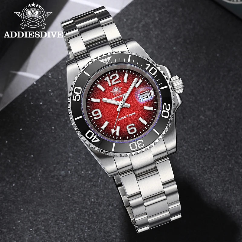 ADDIESDIVE 2025 NEW 41MM AD2513 Men Quartz Watches Reloj 316L Steel 200M Diving BGW9 Super Luminous Waterproof Diver Watch