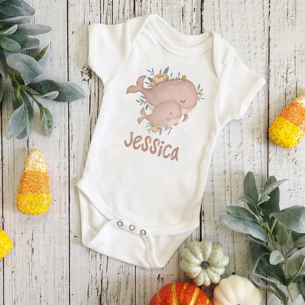 Personalized Monkey with Name Baby Jumpsuit Baby Sustom Name Romper for Infant Shower Gift for Girls Boys Outfit Newbron Clothes