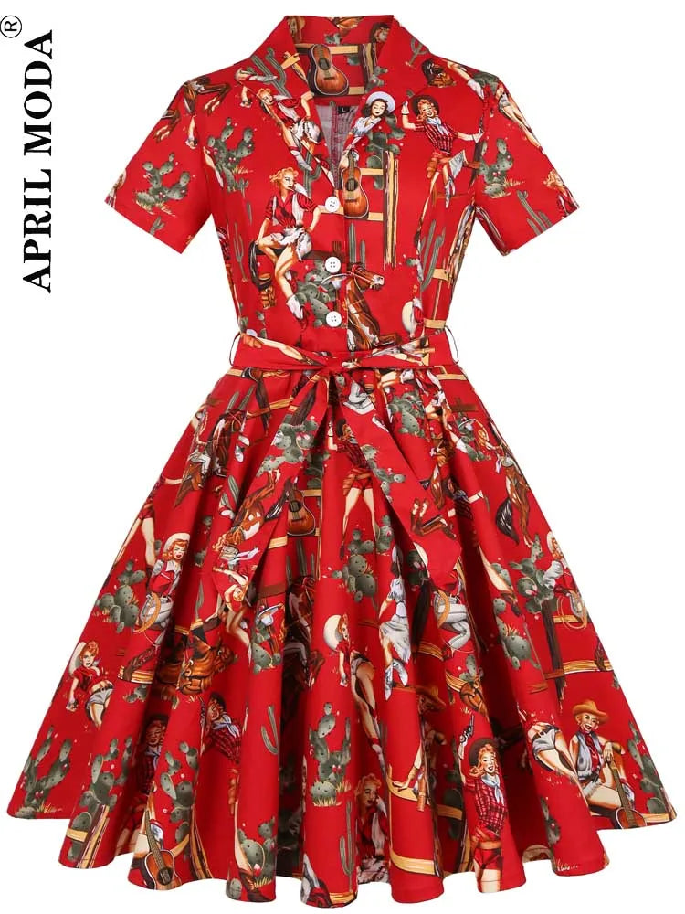2025 Parrot Bird Print Summer Women Vintage Dress Casual Green Retro Pin UP Pinup Party Robe Rockabilly 50s 60s Swing Sundress