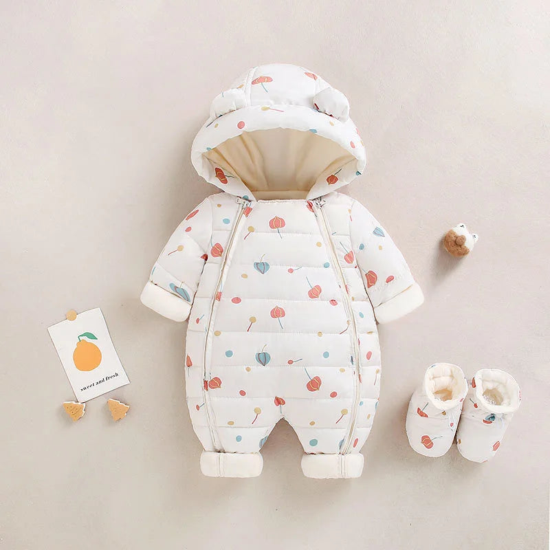 Children Autumn Winter Overall For Infant Down Cotton Thicken Clothes Hooded new born Baby costume Boys Girls Jumpsuit Romper