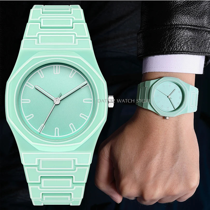 Luxury Men Watch Men's Quartz Wristwatch Minimalist Black White Dial Male Sports Reloj Silicone Rubber Strap Man Unusual Clock