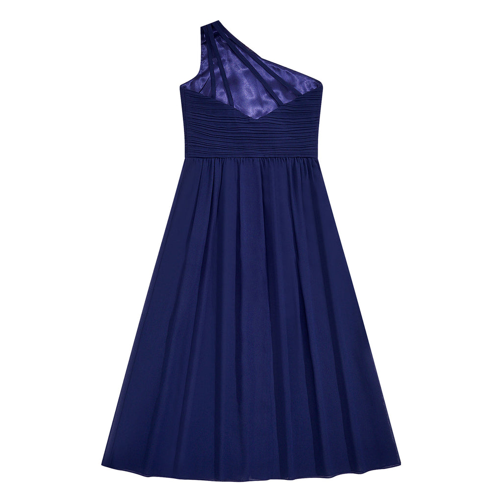 6-16Y Kids Girls Elegant Shiny Beaded Party Dress One Shoulder Ruched Jumpsuit Skirt Princess Wedding Birthday Evening Prom Gown