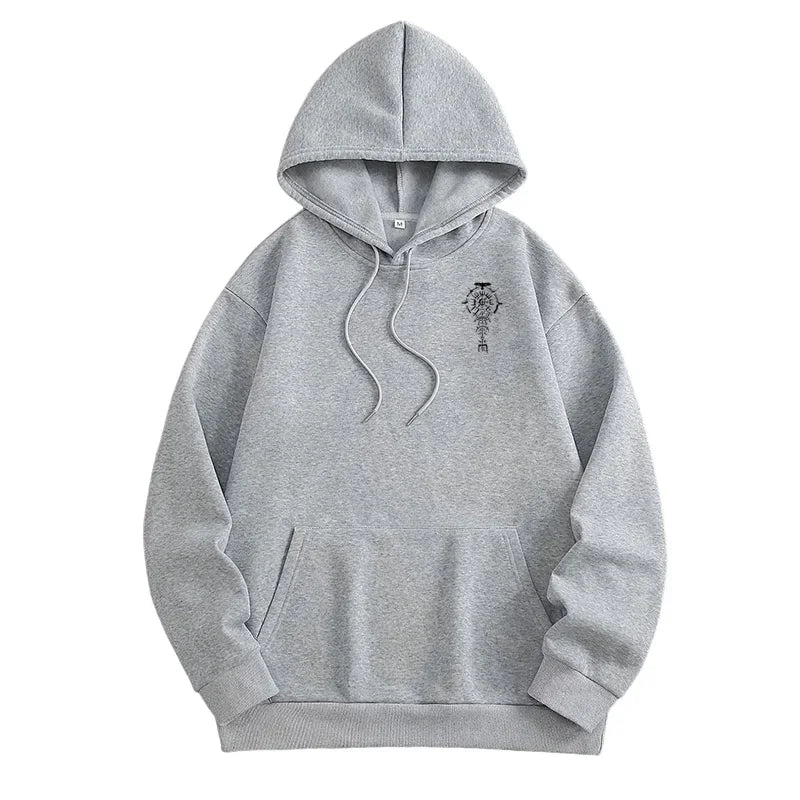 Men's Hooded Sweatshirt Autumn Winter Casual Sporty Hoodie High Grade Ancient Viking Raven Pattern Coats Male Urban Fashion Tops