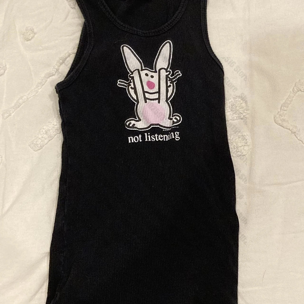 anime bunny graphics Sexy Y2K Harajuku Style Tank Top 2024 New Summer Women's Tank Crop Top Casual Basic Club Apparel EMO
