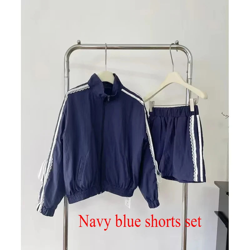 Woman New 2000s Aesthetics Elegant Two Piece Skirt Set Women Sexy Sport Wear Coat + Mini Skirt Suit Female High Street Chic Sets