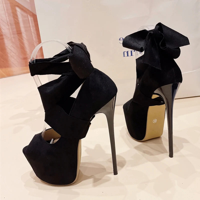 Liyke Black High Heels For Women 2025 Fashion Ankle Cross Strap Platform Pumps Sexy Peep Toe Party Dress Shoes Stiletto Sandals