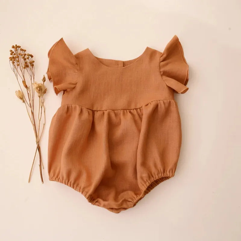 Summer Intant Baby Girl Jumpsuit Linen Cotton Baby Girl One-piece Playsuit Baby Girl Romper