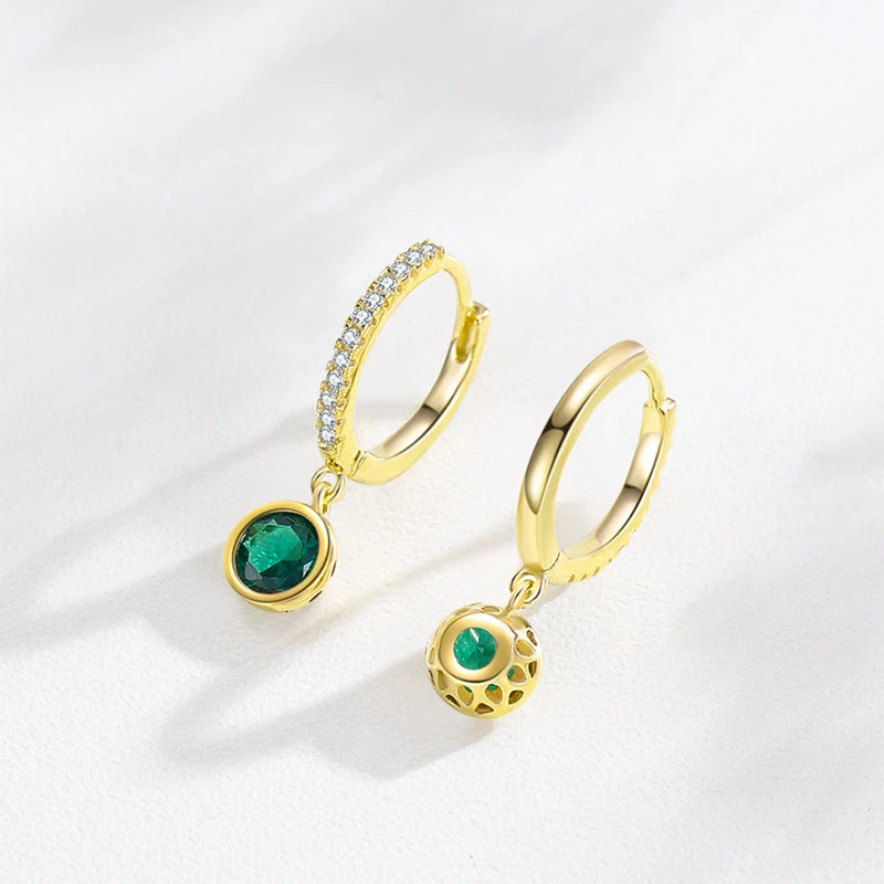 Ailmay Fashion 925 Sterling Silver Sparkling Circle Multicolour Crystal Hoop Earrings For Women Girls Party Accessories Jewelry