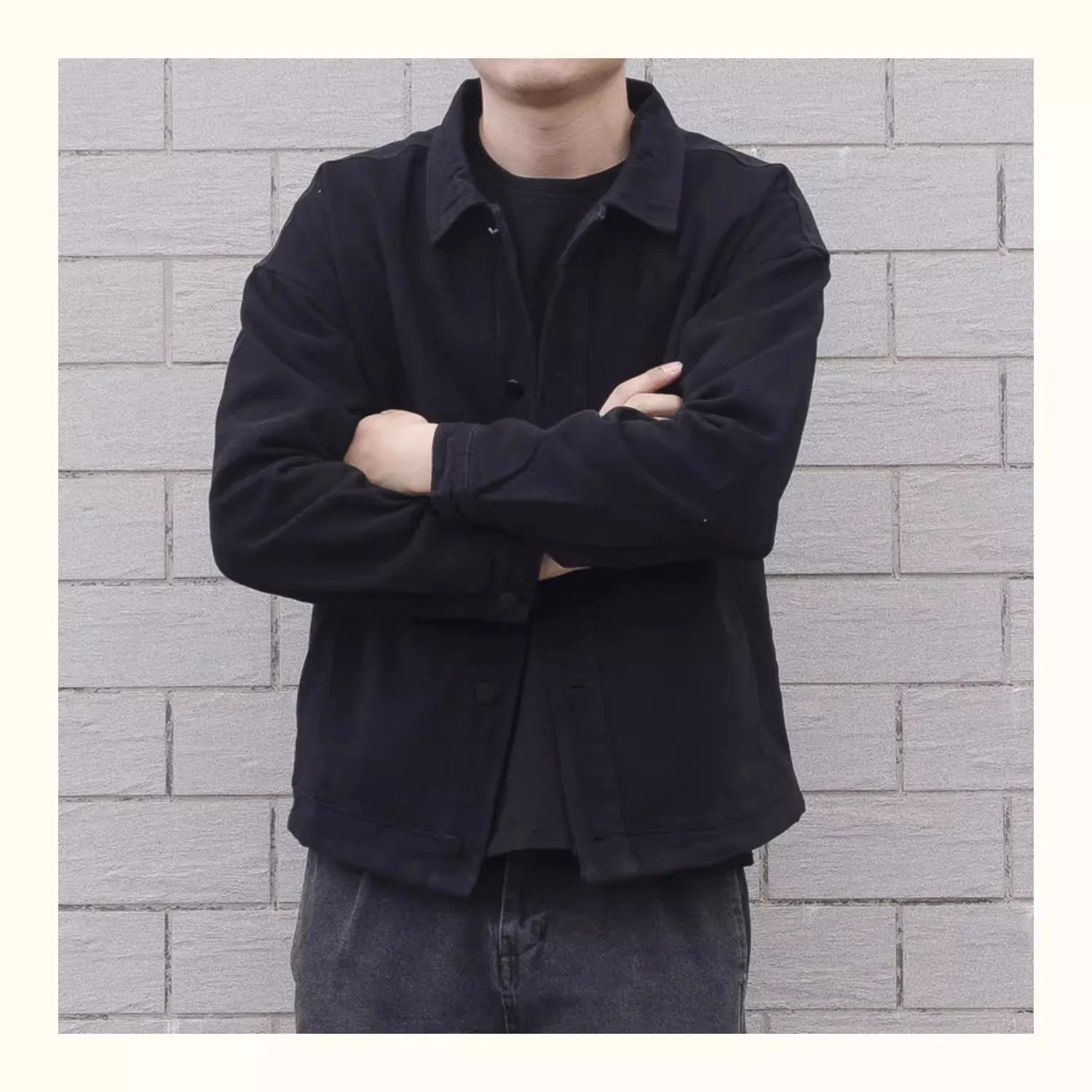 2025 Men's Loose Casual Denim Jacket Fashion Korean Style Simple Lapel Button-up Coats Solid All-match Jean Jacket Men Outerwear