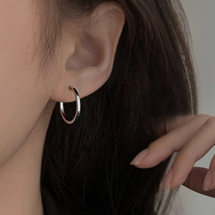 925 Sterling Silver Oversize Circle Hoop Earrings for Women Girl New Geometric Crystal Round Earring Brincos Party Jewelry Gift