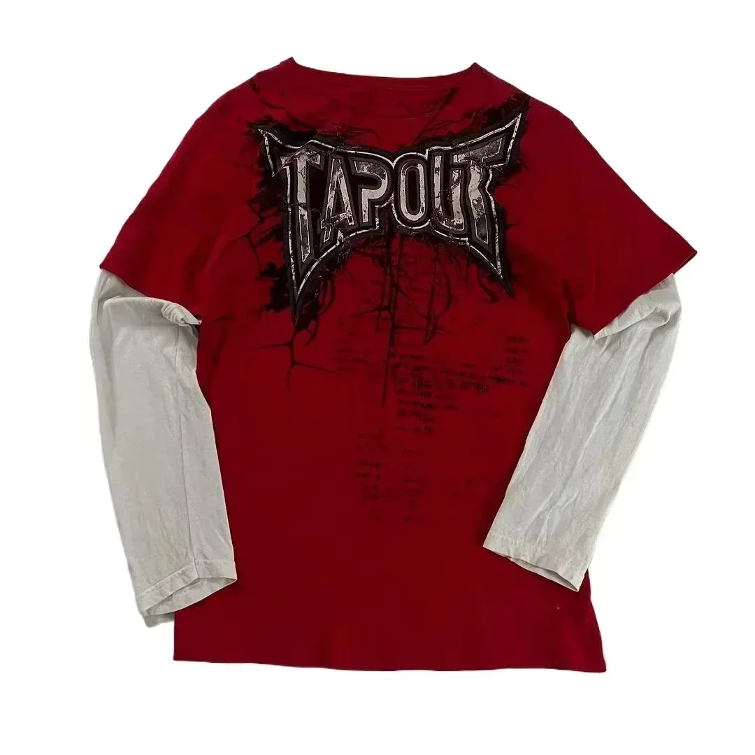 American Fashion Trend Cotton Long-sleeved T-shirt Women Men Street Y2K New Hip Hop Joker Loose T-shirt Unisex Casual Punk Tees