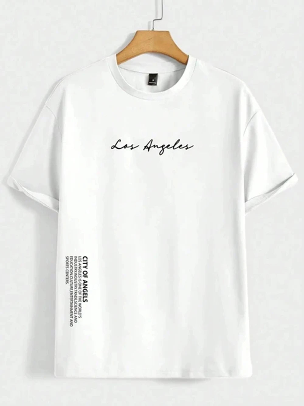 Los Angeles City Of Angels Letter Graphic T-Shirts Men Breathable Tees Summer Cotton Tshirt Hip Hop Oversized T-Shirt 82990