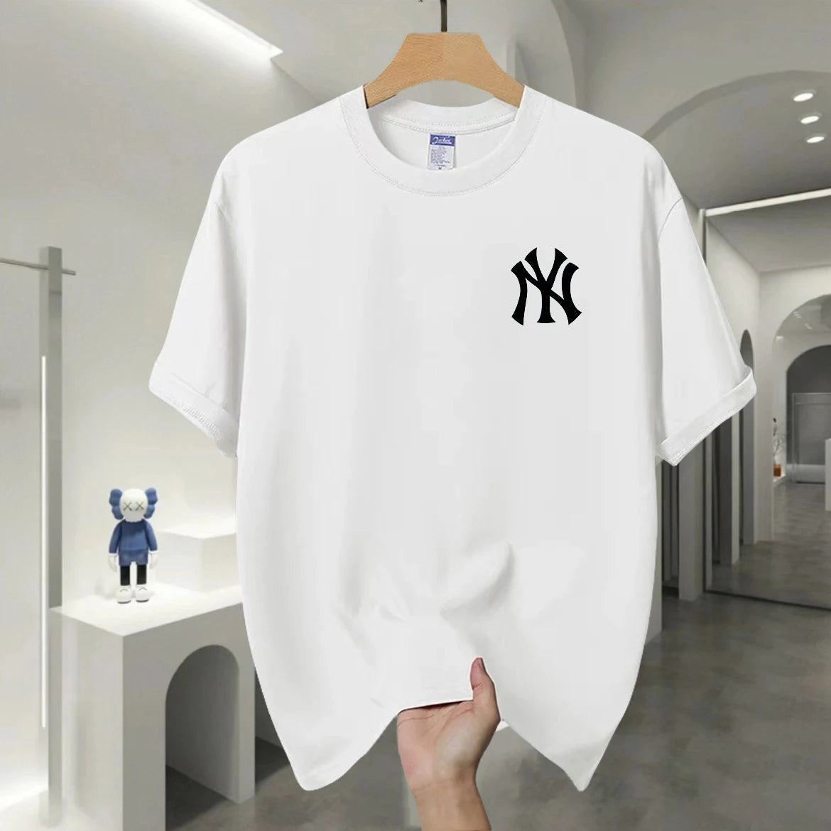 American Yankees Men and Women Couples Cotton Short-sleeved T-shirt Trendy Brand Loose Large Size Sports Summer Bottoming Shirt