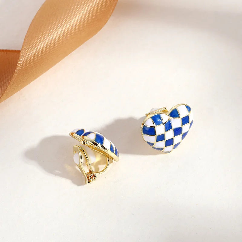 GRACE JUN New Arrival Clip on Earrings for Women's Fashion Pearl Enamel No Pierced Earrings Gold Color Cuff Earrings Ear Clip