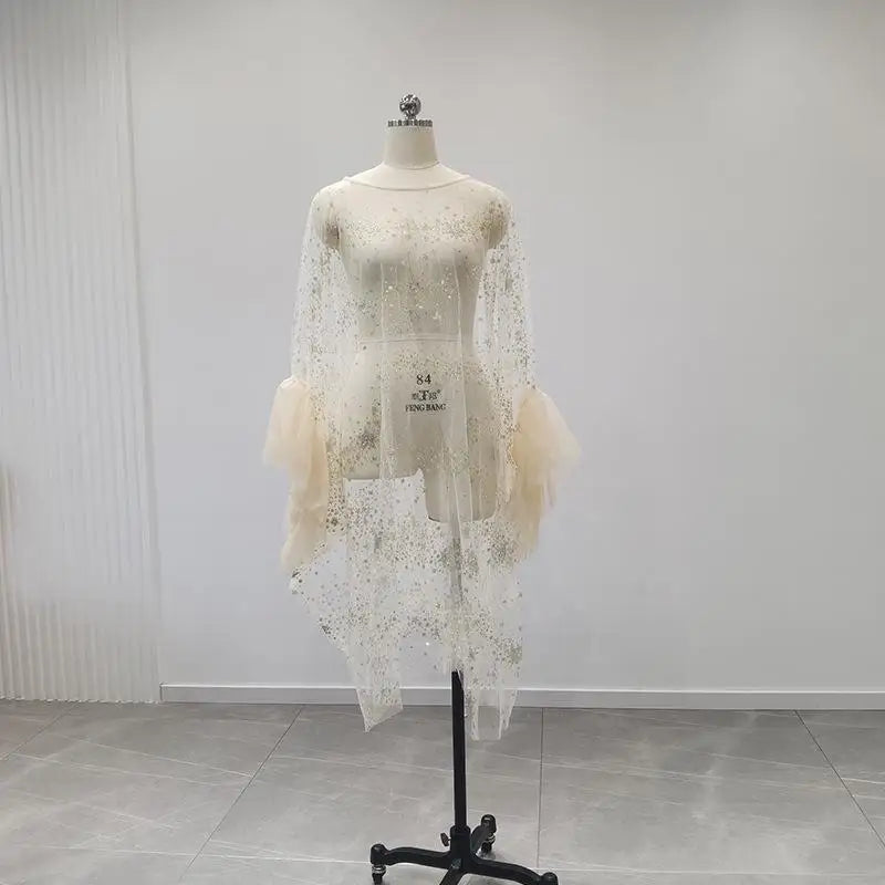 Pregnant Women Mini Dress For Photography Props Solid Color Premama Sequined Stars Photoshoot Dresses Maternity Baby Shower Gown