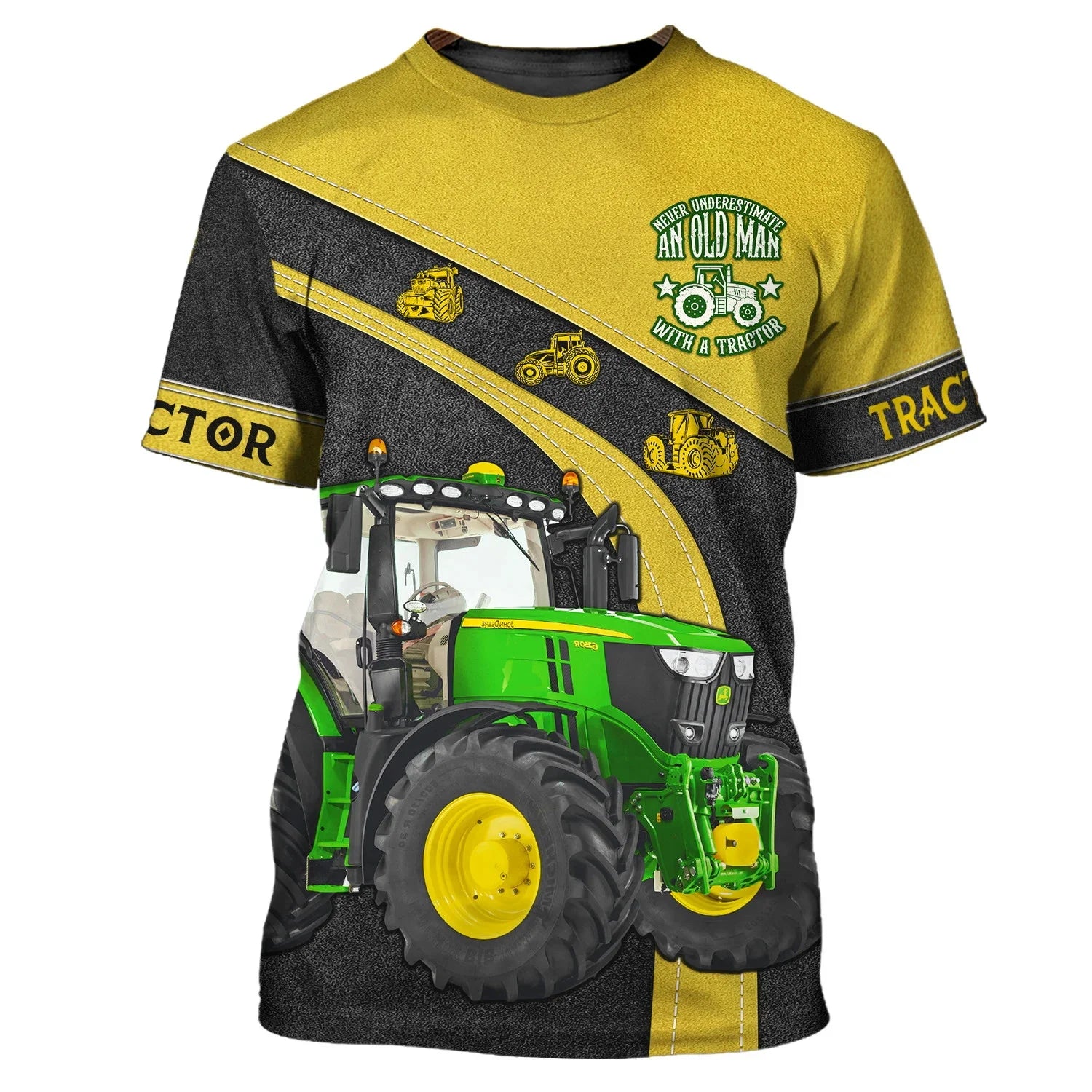Farm Tractor Pattern 3D Print Summer Men's O-Neck T-shirt Casual Short Sleeve Oversized Pullover Fashion Streetwear Men Clothing