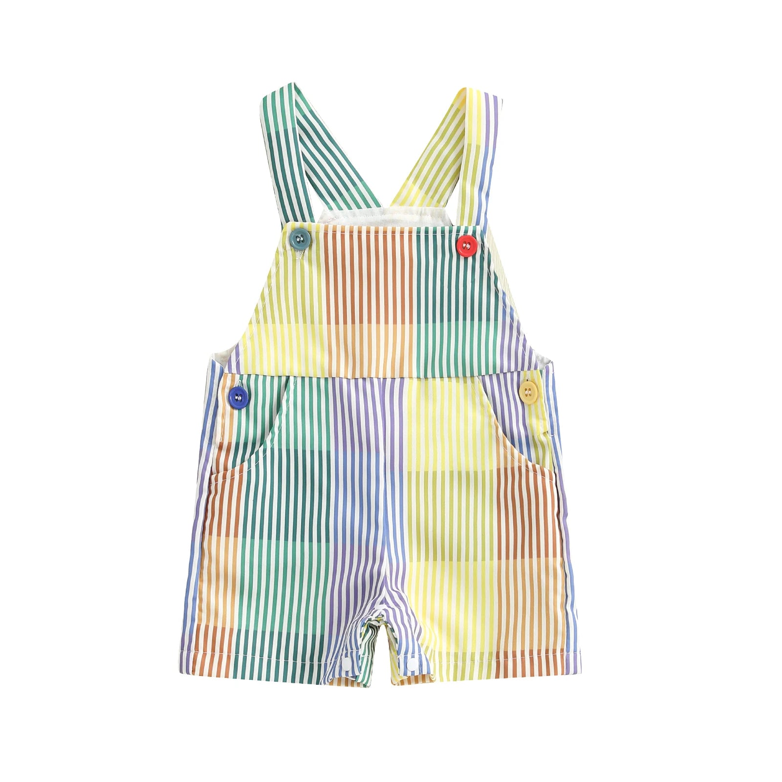 Pudcoco Toddler Baby Girls Overalls Loose Fit Striped Contrast Color Infant Jumpsuit for All Reasons 6M-4T