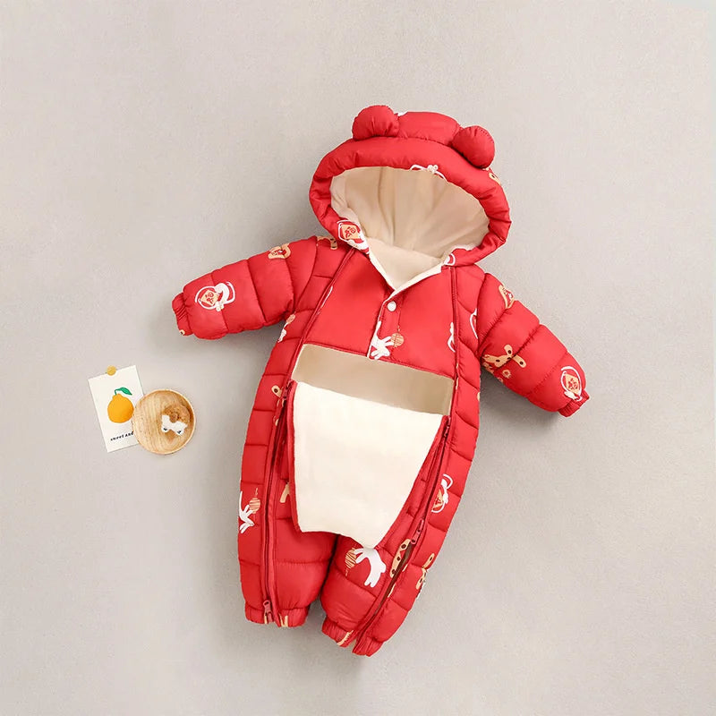 Children Autumn Winter Overall For Infant Down Cotton Thicken Clothes Hooded new born Baby costume Boys Girls Jumpsuit Romper