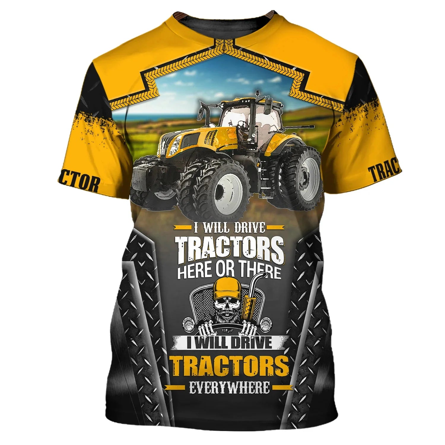 Farm Tractor Pattern 3D Print Summer Men's O-Neck T-shirt Casual Short Sleeve Oversized Pullover Fashion Streetwear Men Clothing