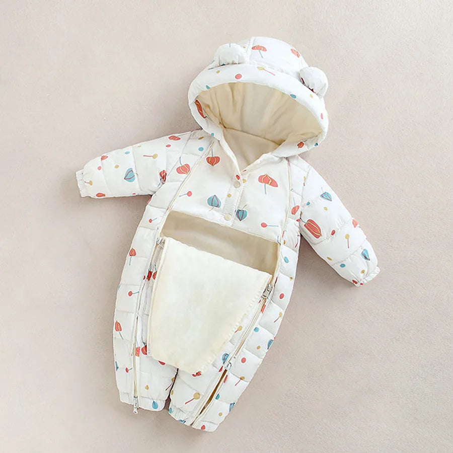 Children Autumn Winter Overall For Infant Down Cotton Thicken Clothes Hooded new born Baby costume Boys Girls Jumpsuit Romper
