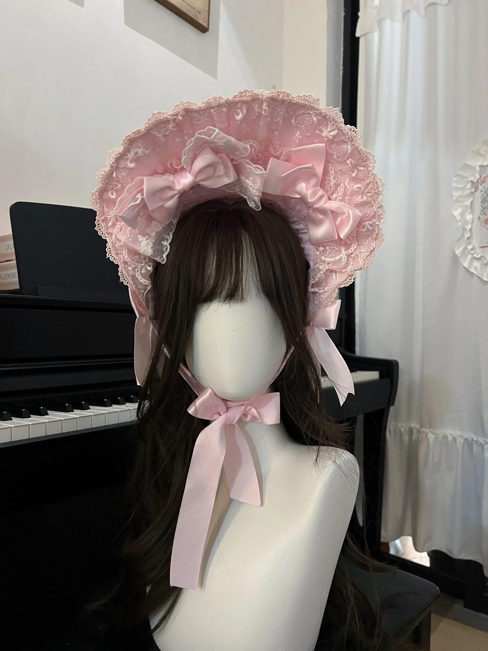 Women's Lolita Pink Dress Jsk Bow Lace Stitching Cute Sweet Girls Suspender Dress Lady Long Sleeve Inner Shirt Y2k Hairpin Cloak