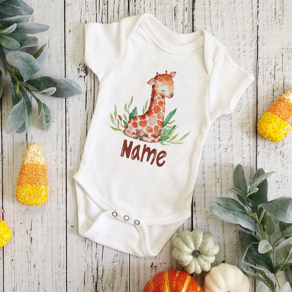 Personalized Monkey with Name Baby Jumpsuit Baby Sustom Name Romper for Infant Shower Gift for Girls Boys Outfit Newbron Clothes