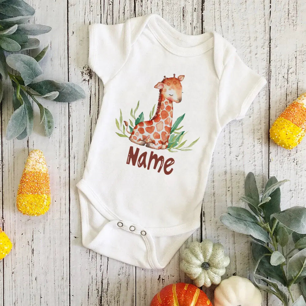 Personalized Monkey with Name Baby Jumpsuit Baby Sustom Name Romper for Infant Shower Gift for Girls Boys Outfit Newbron Clothes
