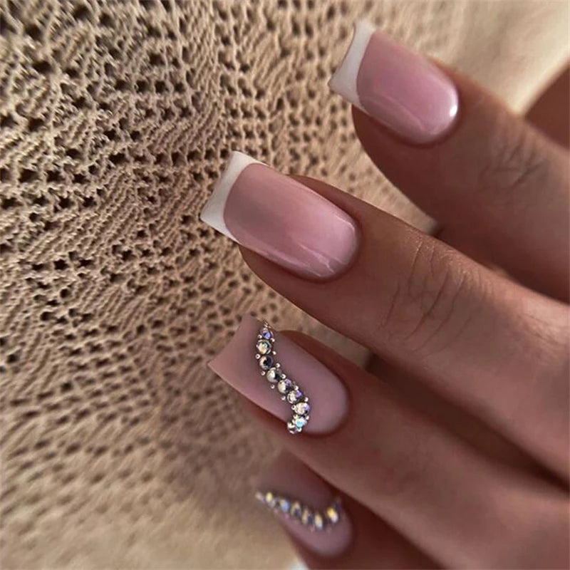 24pcs Simple Nails Fake Press On Art Reusable Adhesive False Supplies Charms Products Stylist Decorated False Nails Design