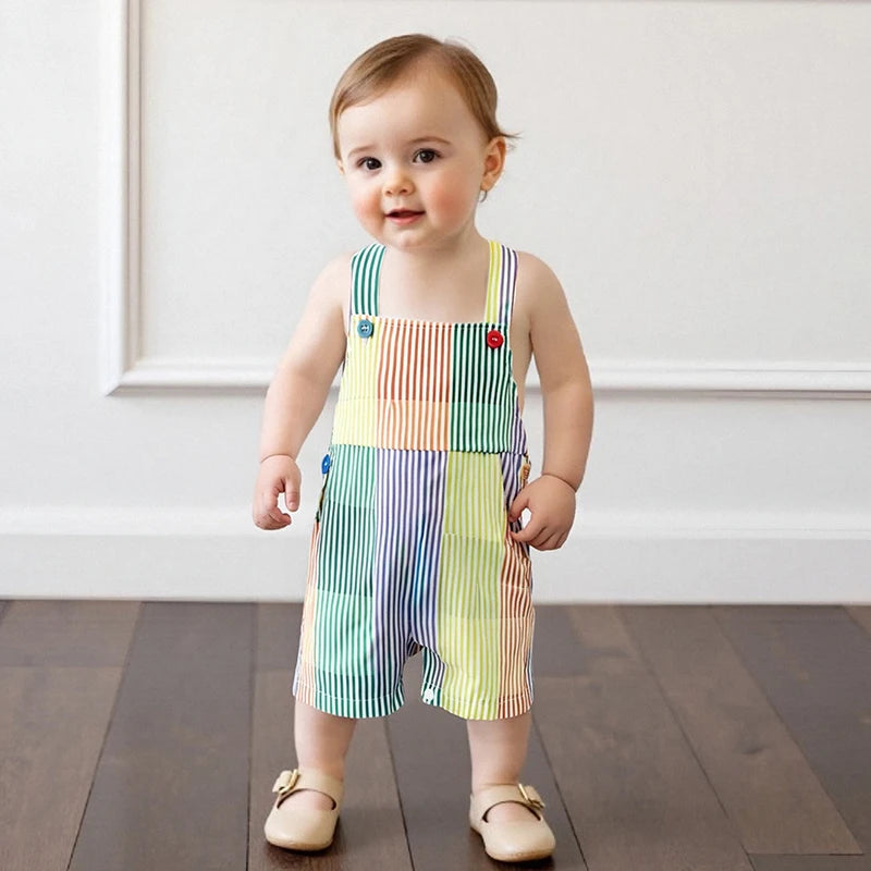 Pudcoco Toddler Baby Girls Overalls Loose Fit Striped Contrast Color Infant Jumpsuit for All Reasons 6M-4T