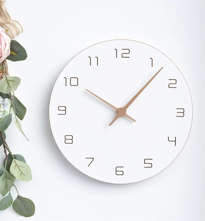 Wall Clock Silent Non Ticking Wood Oversized Wall Clocks Operated Wooden White Modern Simple Minimalist Hanging Wall