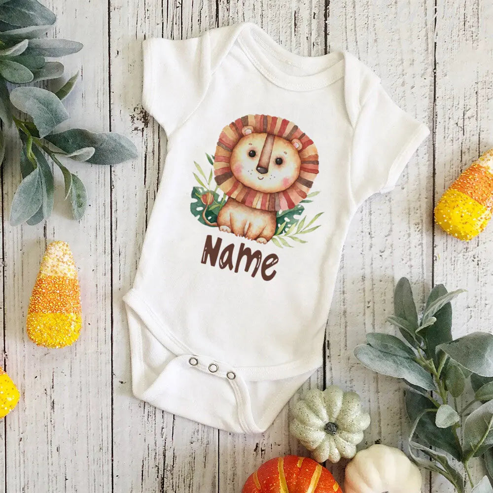 Personalized Monkey with Name Baby Jumpsuit Baby Sustom Name Romper for Infant Shower Gift for Girls Boys Outfit Newbron Clothes