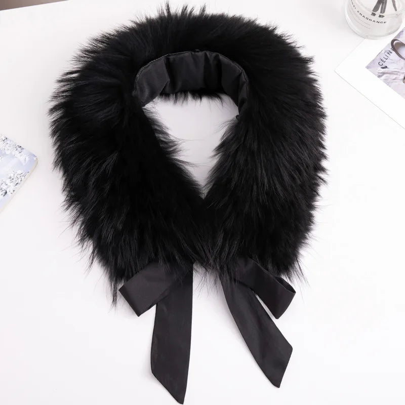 Real Raccoon Fur Collar Winter Neck Warmer Fur Scarf Natural Fur Scarves Women's Luxury Fur Collar For Coat Fur Hood Decorate