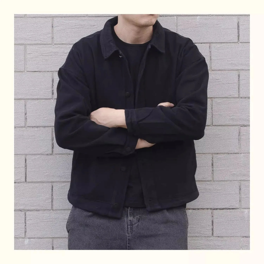 2025 Men's Loose Casual Denim Jacket Fashion Korean Style Simple Lapel Button-up Coats Solid All-match Jean Jacket Men Outerwear