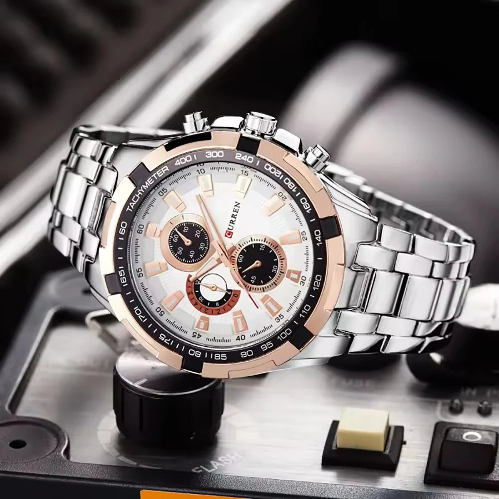 CURREN Fashion large dial leisure business watch Men's quartz waterproof wristwatch  Quartz Male Clock