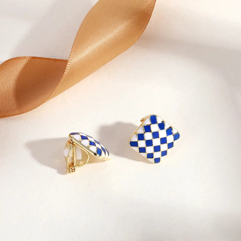 GRACE JUN New Arrival Clip on Earrings for Women's Fashion Pearl Enamel No Pierced Earrings Gold Color Cuff Earrings Ear Clip