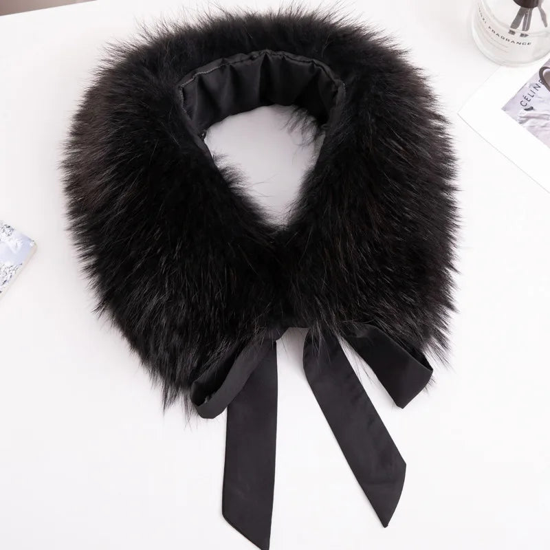 Real Raccoon Fur Collar Winter Neck Warmer Fur Scarf Natural Fur Scarves Women's Luxury Fur Collar For Coat Fur Hood Decorate