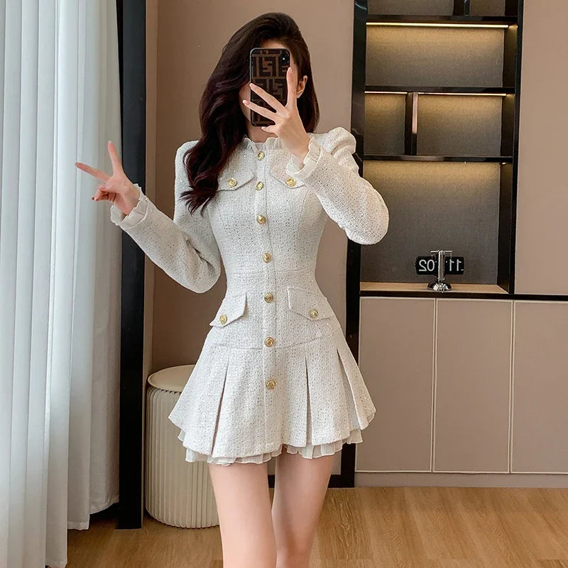 Autumn New Small Fragrant Style Charm High end Black Dress Women Autumn/Winter French Luxury Waist Slimming A-line Short Dress