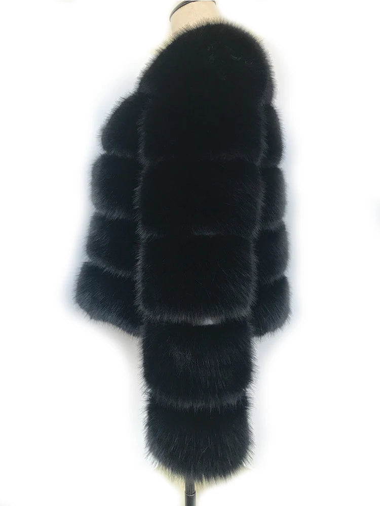 HJQJLJLS 2023 New Women Long Sleeve Pink Faux Fur Coat Female Fluffy Soft Furry Jacket High Imitation Fox Fur Outerwear LJLS140