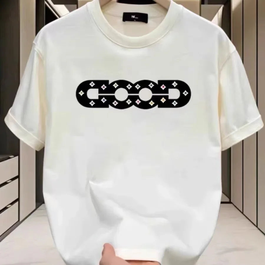 2025 Men s high-end short-sleeved T-shirt Summer New Style pure cotton round-neck Women s loose Summer trendy brand