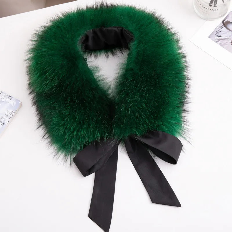 Real Raccoon Fur Collar Winter Neck Warmer Fur Scarf Natural Fur Scarves Women's Luxury Fur Collar For Coat Fur Hood Decorate
