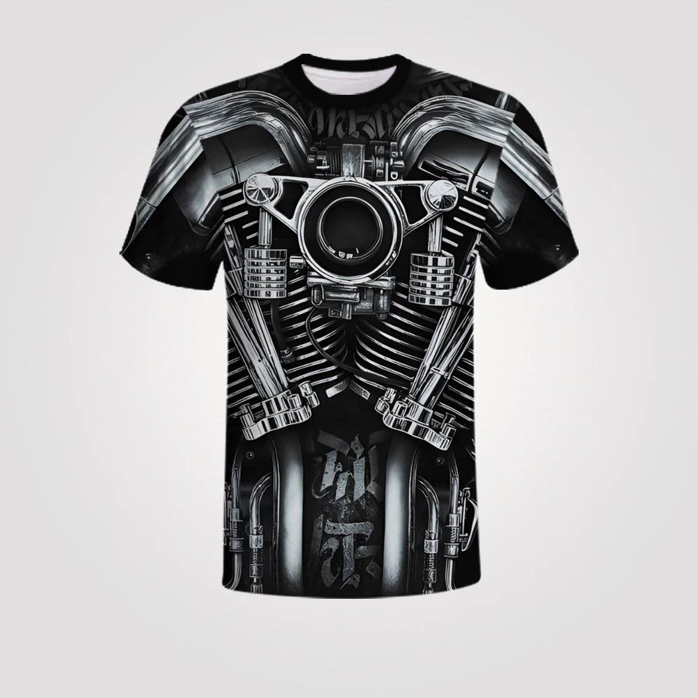 Jeans Jacket 3D Print T-shirts For Men Oversized Short Sleeve Clothing Leather Printing Round Neck Vintage Summer Biker Jacket