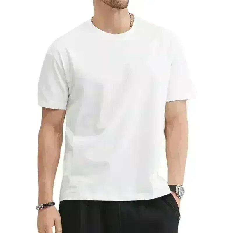 Men's Crew Neck Printed Top High Quality Pure Cotton Short-sleeved T-shirt Spring and Summer Oversize Loose Large Size Clothing