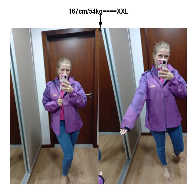 Women Autumn Trekking Jacket Outdoor Hiking Rain Coat Windbreaker Waterproof Hooded Camping Cycling Climbing Warm