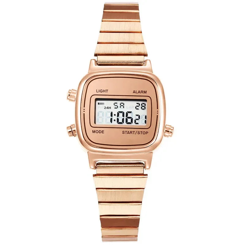 Women Casual LED Electronic Watch Man Retro Stainless Steel Watches for Women Unisex LED Digital Watch Multifunction Wristwatch