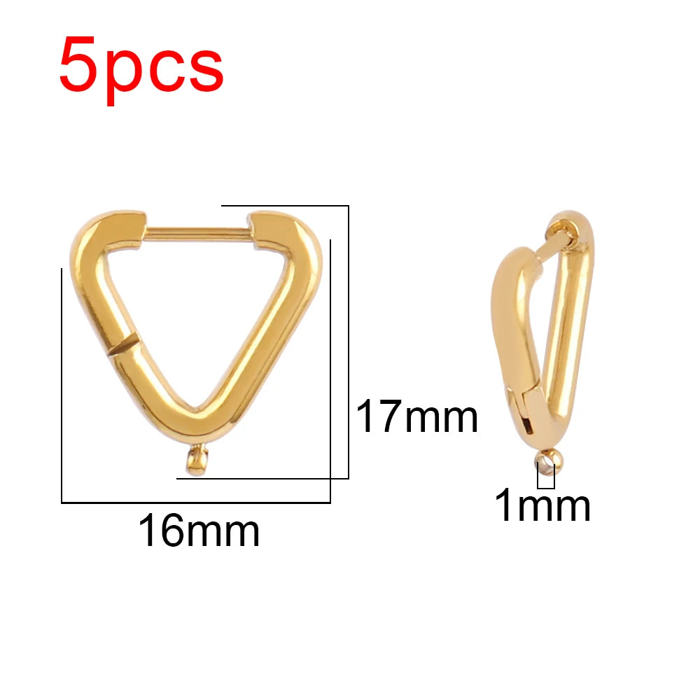 5pcs 316L Stainless Steel Heart Hoop Earrings Posts Star Geometric Oval Earring Base For DIY Jewelry Making Accessories