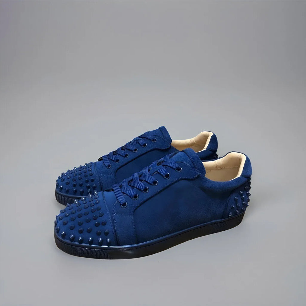 Luxury Low Top Rivet Design Toe Casual Shoes Blue Suede Couple Sneakers Red bottoms shoes for men Outdoor Walking Best Selling