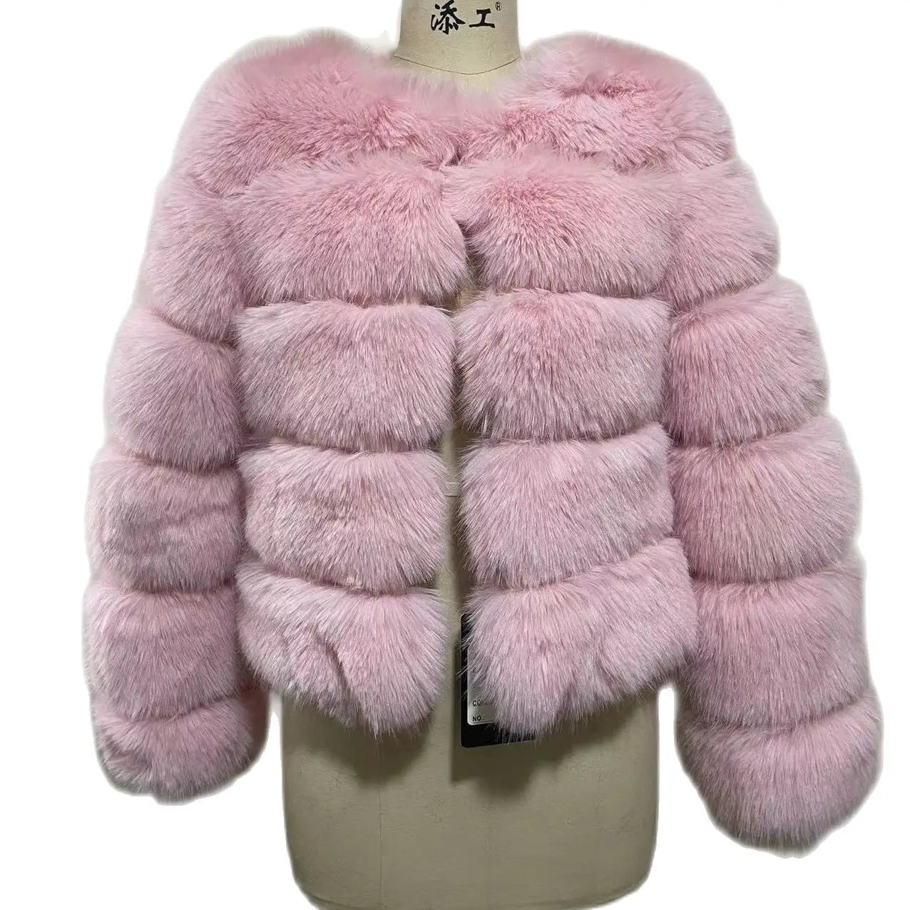 HJQJLJLS 2023 New Women Long Sleeve Pink Faux Fur Coat Female Fluffy Soft Furry Jacket High Imitation Fox Fur Outerwear LJLS140